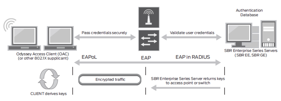 SBR Enterprise Series Steel-Belted Radius Servers in an 802.1X network environment